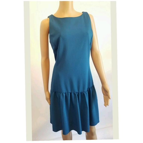 Banana Republic Blue Fluted Hemline Dress 6 - Picture 2 of 4